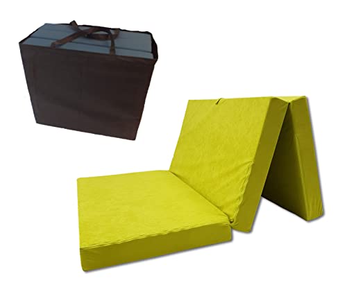 Klappmatratze Faltmatratze Klappbett - Made IN EU - als Matratze Gästebett Gästematratze einsetzbar (Gelb mit Tasche, 80 x 200 cm)
