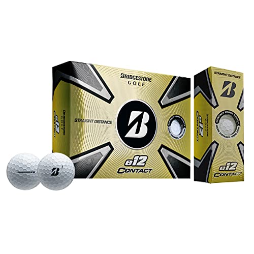 Bridgestone E12 Contact Golf Balls 2023 - White - 1 Dozen, Herren E12 Contact GOLFBÄLLE 2023 – Weiss – 1 Dutzend, Weiß, one Size - 3CWX6D