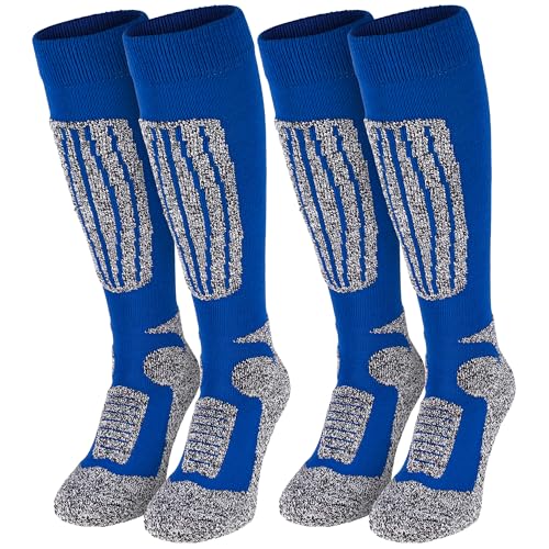 Herren Skisocken | Skistrümpfe | Sportsocken | Ski Funktionssocken | Sport Socken - 2 Paar Blau - 43/46