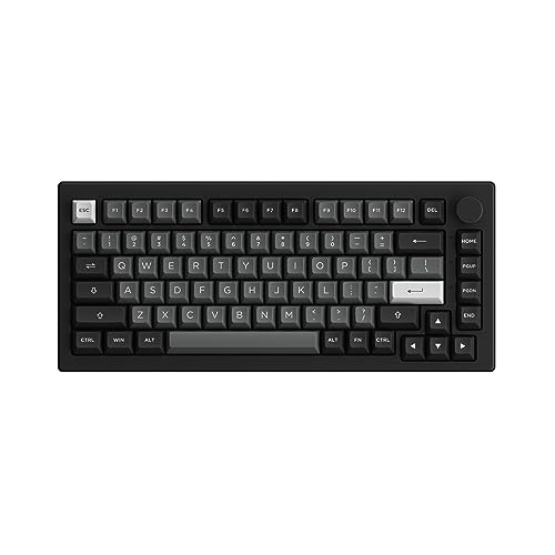 Akko 5075B Plus Mechanische Tastatur 75% Prozent RGB Hot-Swap-fähige Tastatur mit Knopf, Schwarz & Silber Thema mit PBT Double Shot ASA Profil Tastenkappen V3 Creme Gelb Pro Switch