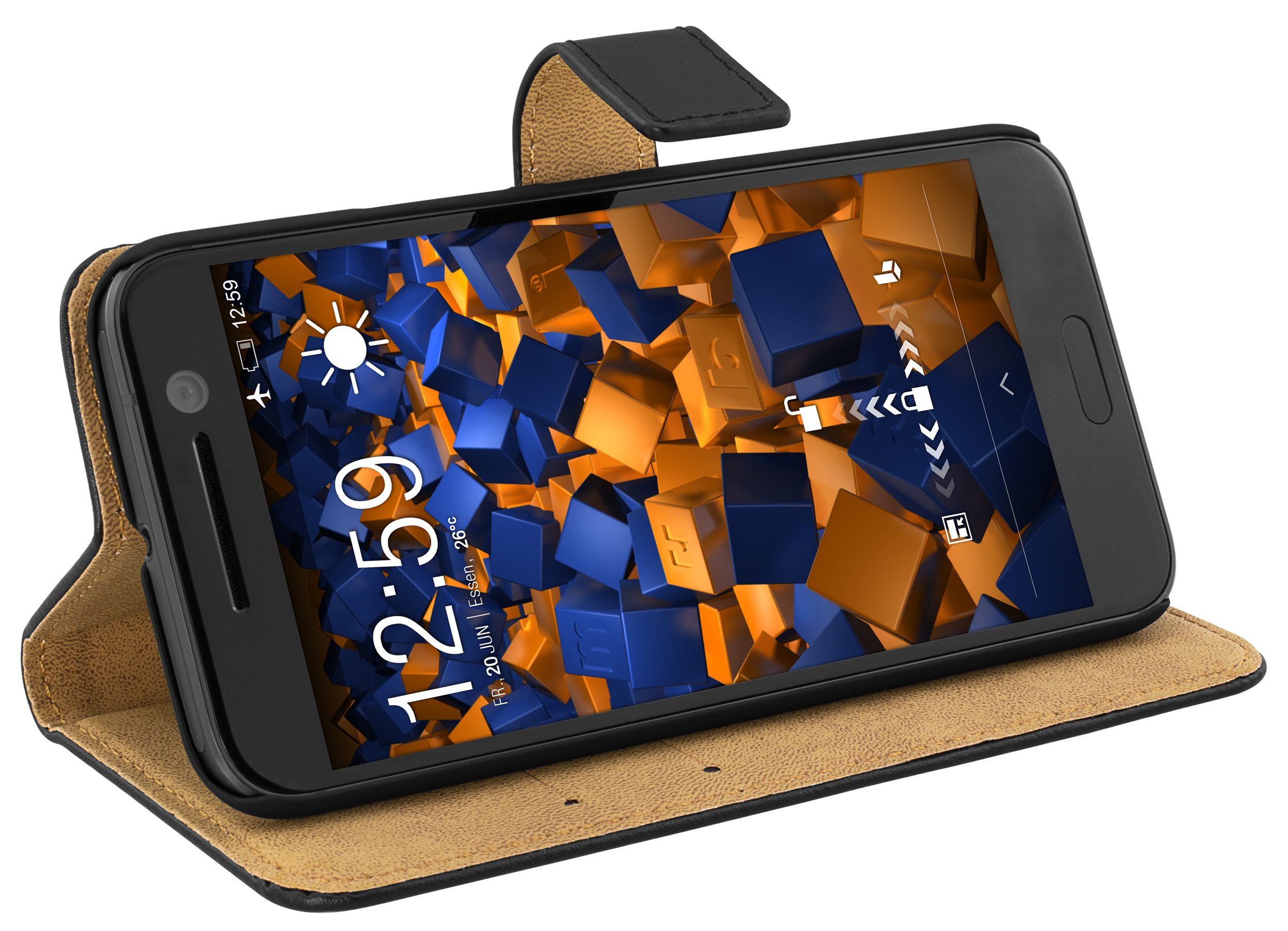 mumbi Ledertasche für HTC 10 Schwarz