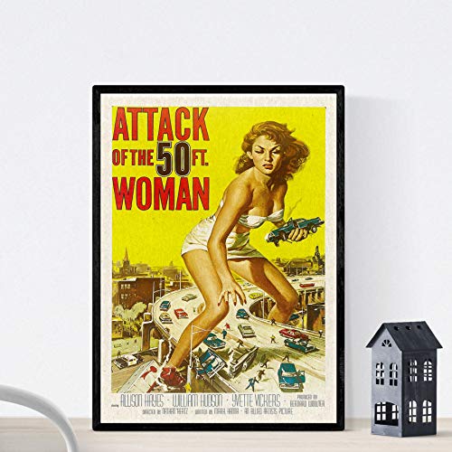 Nacnic Vintage Poster. Vintage Film Poster der Angriff der riesigen Frau. A3 Größe mit Rahmen