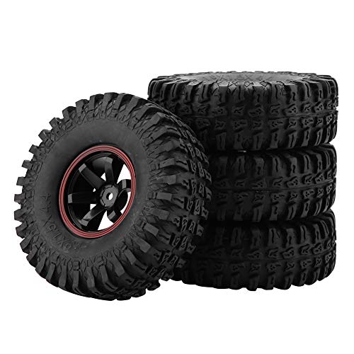 Dilwe RC Auto Reifen, 4 Stück Rad Reifen 6 Löcher Gummi Reifen mit Naben für 1/10 Skala RC Crawler Off-Road-Auto