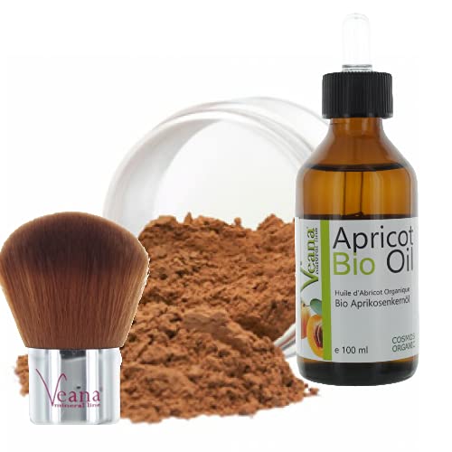 Mineral Make Up 6g + Premium BIO Aprikosenkernöl 100ml DE-Öko + Kabuki in 20 Farbnuancen - für normale und trockene Haut Nuance Bronze