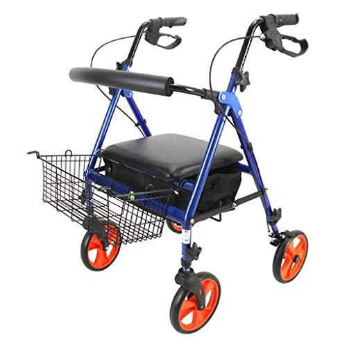 Rollatoren für Senioren, Rollator, Rollstuhlrollator für den medizinischen Transport mit gebogener Rückenlehne und Aufbewahrungskorb, Mobilitätshilfe für Erwachsene, ältere Menschen und Behinderte,
