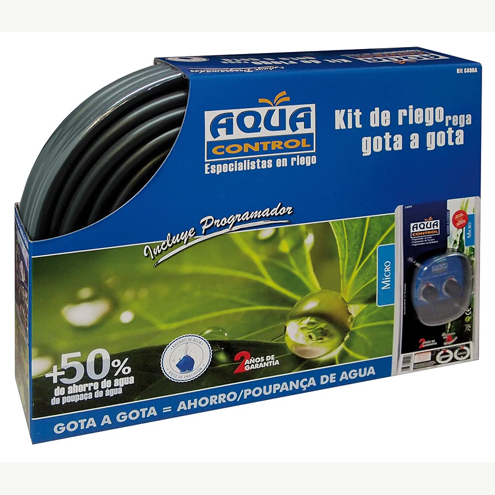 Aqua Control Tropfbewässerung für den Garten, inkl. Tropfen, Rohre, Mikroschlauch, Druckminderer, Halterungen und Stopfen, Kit C4064