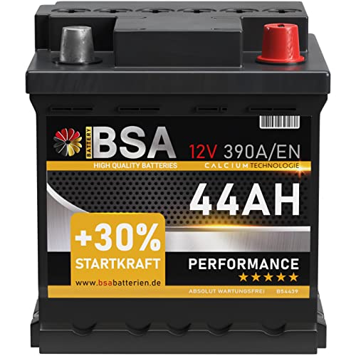BSA Autobatterie 12V 44AH 390A/EN Starterbatterie ersetzt 45Ah 50Ah 46Ah 40Ah