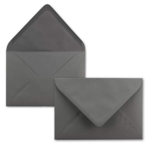 Briefumschläge in Anthrazit-Grau/Dunkelgrau - 250 Stück - DIN C5 Kuverts 22,0 x 15,4 cm - Nassklebung ohne Fenster - Weihnachten, Grußkarten - Serie FarbenFroh
