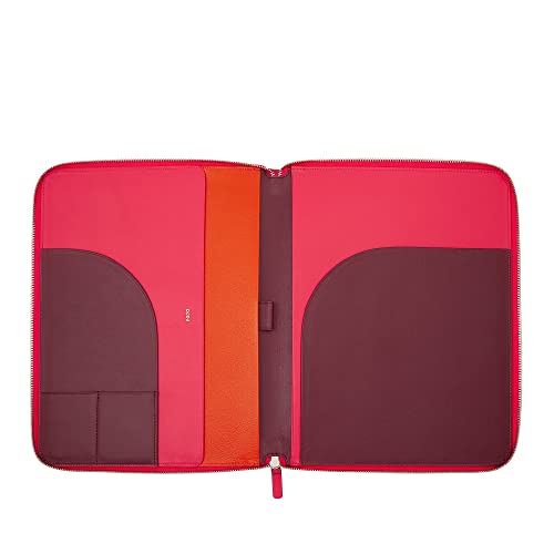 DUDU Die farbenfrohe A4 Aktentasche aus weichem Leder mit praktischem Metallreißverschluss und iPad-Tablet-Fach. Elegant und raffiniert, ideal für Ihre Arbeit. Himbeere