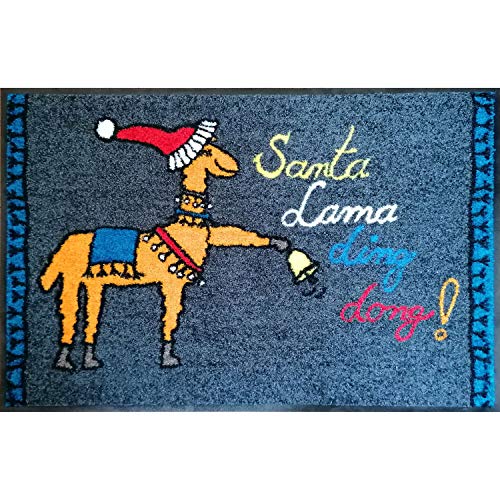 Salonloewe Fußmatte Weihnachten Santa Rama Lama Ding Dong Schmutzfangmatte 50x75 cm waschbar rutschfeste Fussmatte aussen + innen