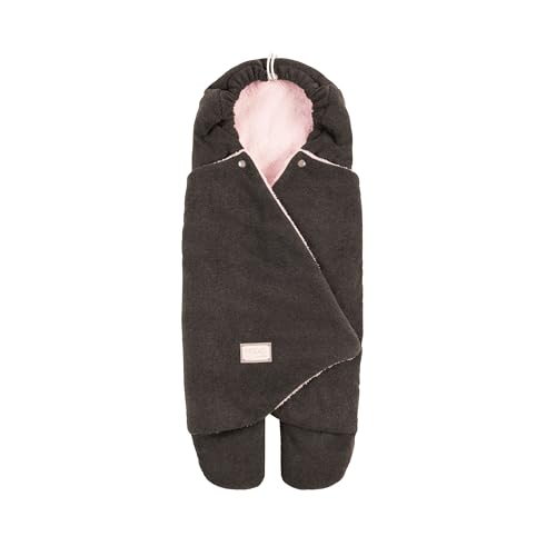 Nuvita 9100 Cuddle | Weicher Schlafsack mit Verstellbarer Kapuze und individuellem Fußsack | perfekt für 0 bis 10 Monate (80 cm) | Temperaturbeständig bis 8 °C, Wasser- und Winddicht, Anthrazit/Rosa