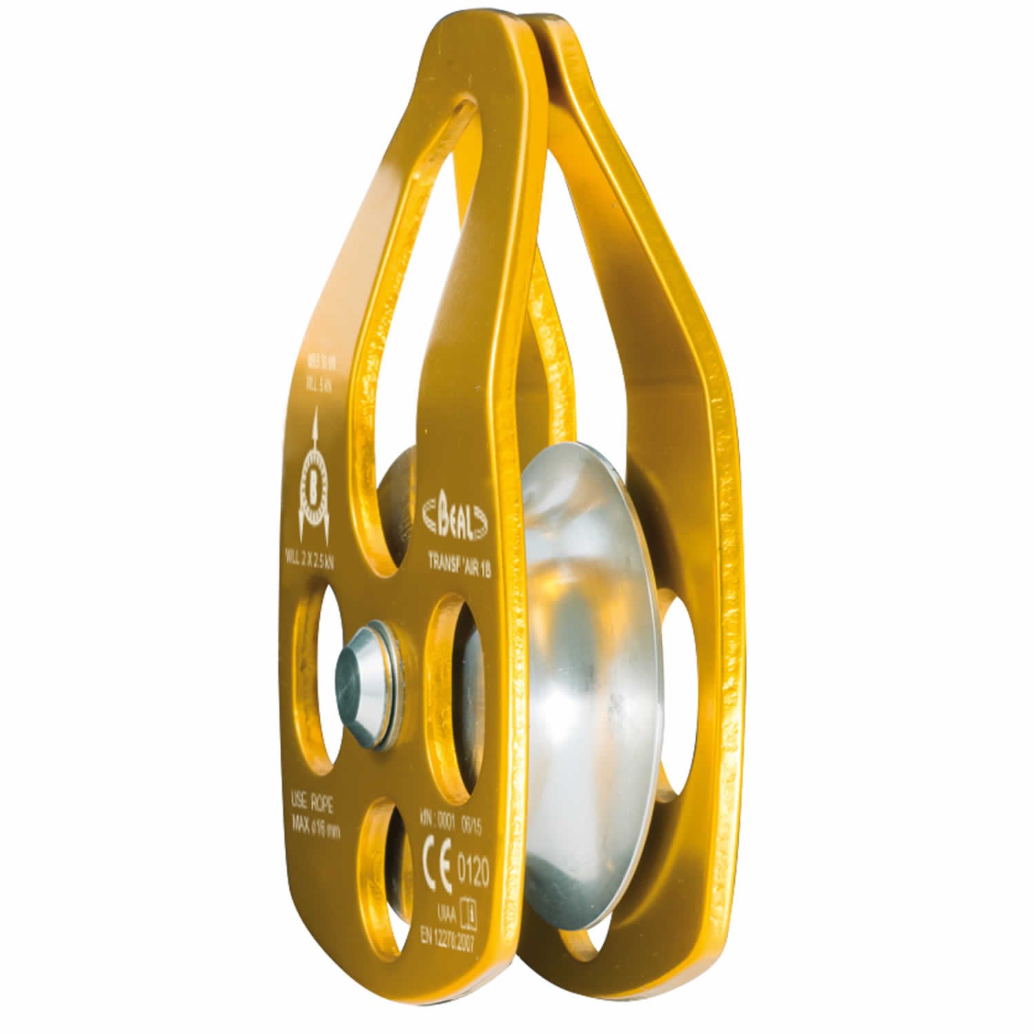 Beal Transf' Air 1b Gelb-Grau - Leichte große Einfach-Seilrolle, Größe One Size - Farbe Gold - Grey