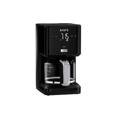 Krups KM6008 Smart'n Light Filterkaffeemaschine | intuitives Display | 1,25 L Fassungsvermögen für bis zu 15 Tassen Kaffee | Auto-Off-Funktion | Anti-Tropf System | 24-Stunden-Timer | Schwarz