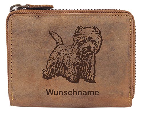 Greenburry Damen-Geldbörse PERSONALISIERT mit Hunde-Motiv West Highland White Terrier, Leder Damen-Geldbeutel