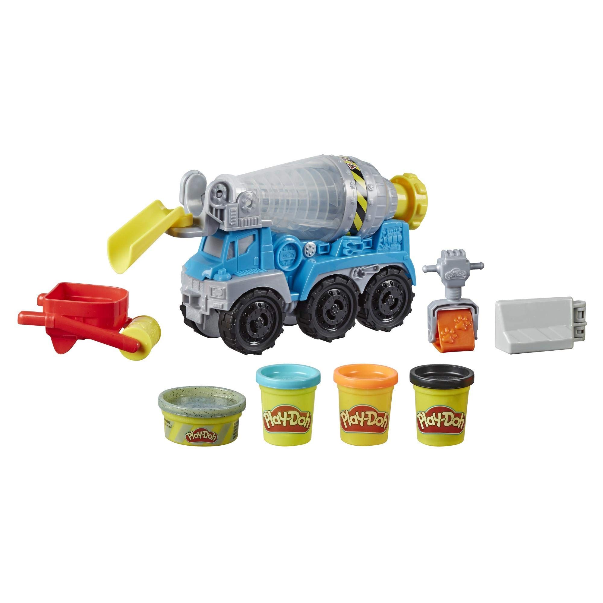 Play-Doh E6891 Wheels Zementlaster für Kinder ab 3 Jahren Zement Baustellen-Knete und 3 weiteren Farben