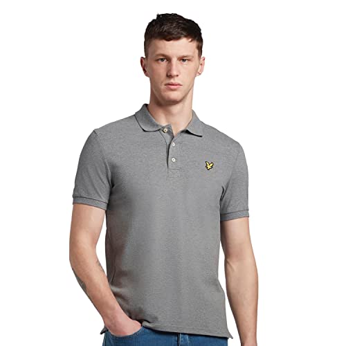 Lyle & Scott Poloshirt für Herren hell-grau M - Plain Polo Shirt mit Kurzarm, Baumwolle Polo T-Shirt
