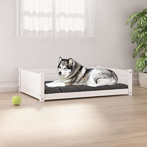 UYSELA Home Furniture Hundebett weiß 105,5x75,5x28 cm Kiefer massiv