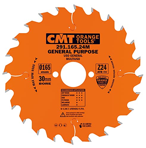 CMT Orange Tools 291.165.24 M – Kreissägeblatt 165 x 2,6 x 30 Z 24 ATB 15 Grad