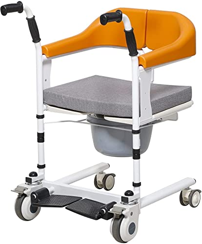 Rollstuhl-Patientenlifter für zu Hause, tragbarer Badezimmer-Rollstuhl-Transferlifter mit um 180° geteiltem Sitz, Nachtkommode mit Bettpfannentoiletten, Sitztransferhilfe für ältere Erwachsene und Sen