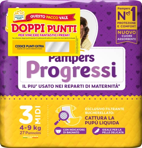 Pampers Progressi Midi, Größe 3 (4-9 kg), 27 Windeln