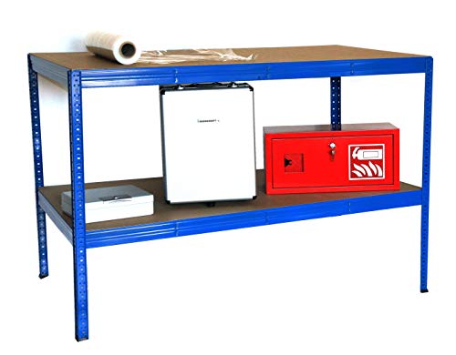 Werkbank/Werktisch 350 kg Professional HxBxT: 100x150x80cm, 2 Böden 350kg/Boden, blau
