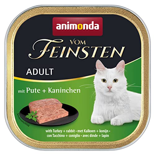 animonda Vom Feinsten Adult Katzenfutter, Nassfutter für ausgewachsene Katzen, mit Pute + Kaninchen, 32 x 100 g