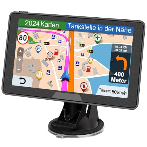 GPS Navigationsgerät für Auto 2023 - Navi 7 Zoll LKW Navigation für Auto PKW, Europa UK 52 Karten, Lebenslang kostenloses Kartenupdate, Blitzerwarnung Fahrspurassistent POI Spracheführung Testsieger