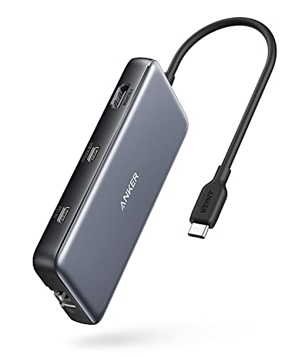 Anker PowerExpand 8-in-1 USB-C Adapter, USB-C Hub mit 100W Power Delivery, 4K 60Hz HDMI-Eingang, 10Gbps USB-C und 2 USB-A Datenports, Ethernet-Port, microSD und SD Speicherkartenleser, für Macbook Pro