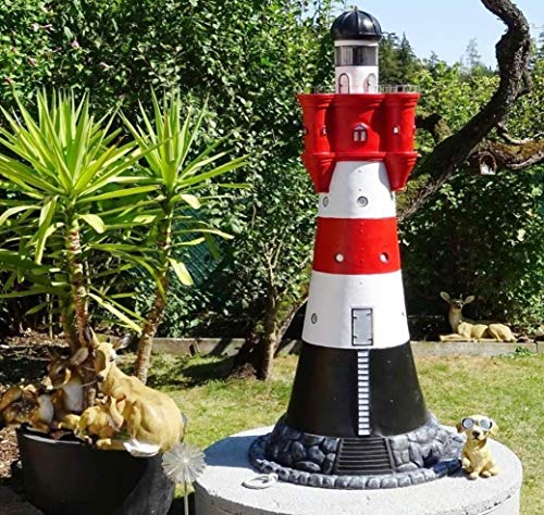 XXL Leuchtturm 1,8m Nordsee Sylt Premium 180cm hoch rot/weiß +Beleuchtung Garten Deko inkl. Spedition