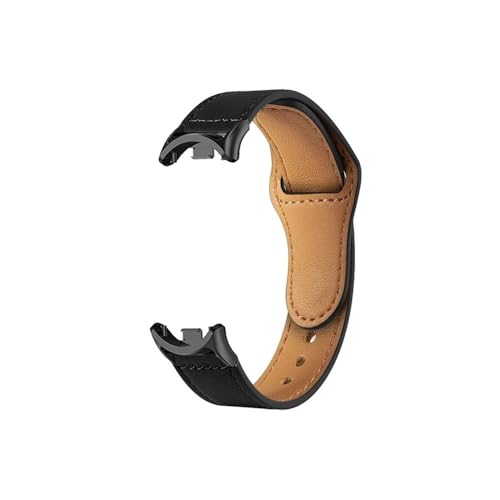 WUURAA Armband for Mi Band 8 Smartband Leder Uhrenarmband for Xiaomi Band 8 Armband Correa for Xiaomi Mi Band 8 Armband Miband 8 Gürtel (Color : Black-black, Size : For Xiaomi Mi Band 8)