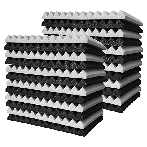 Droagoct 24 Stück Akustikschaum-Platte, Studio-Keilfliesen, Schalldämmende Pyramidenstudie Behandlungswand aus Akustikschaum, 2,5 x 30 x 30 cm
