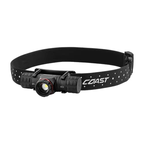 Coast XPH30R 1000 Lumen Fokussierbar Wiederaufladbare Dual Power LED Stirnlampe mit Magnetfuß, Schwarz