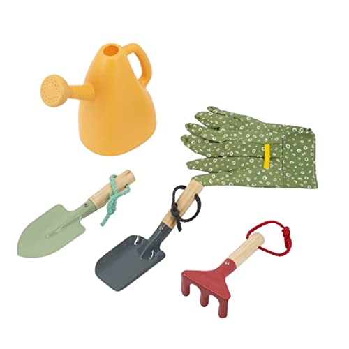 Rekord Kinder-Gartenset 6-TLG Grün (Tasche, Gießkanne, Harke, Schaufel, Spaten, Handschuhe), Kindergartengeräte, Sand-Spielzeug, Gartenspielzeug, Strandspielzeug