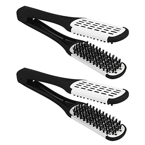 liovitor 2X Professionelle Glättbürste Friseur Werkzeug Doppelseitige Bürste Haarglättung
