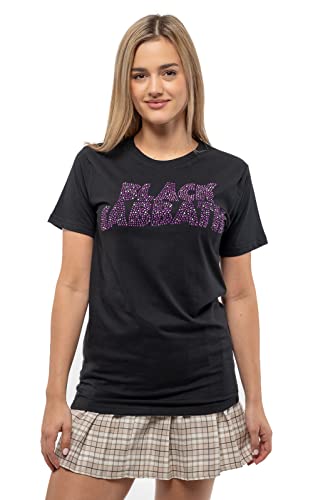 Black Sabbath T Shirt Classic Wavy Diamante Band Logo Nue offiziell Unisex L