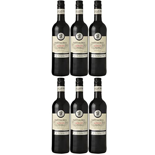 Saint Auriol Merlot Pays d'Oc IGP Rotwein Wein trocken Frankreich I FeinWert Paket (6 x 0,75l)