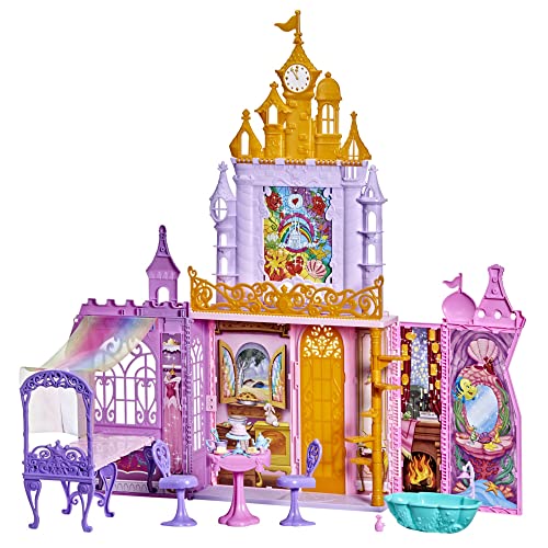 Disney Princess Fold 'n Go Celebration Castle, Faltbares Puppenhaus für Modepuppen, Möbel und Accessoires, Spielzeug für Mädchen ab 3 Jahren