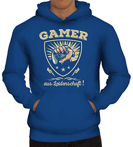 ShirtStreet Geschenkidee für Gamer Gaming Herren Hoodie Männer Kapuzenpullover Gamer aus Leidenschaft, Größe: L,Royal Blau