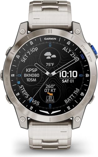 GARMIN D2™ Mach 1 Aviator Smartwatch mit Vented Titanium Armband Titan und Silikon, Titan und Silikon