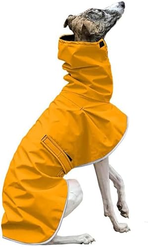 Regenmantel für Hunde, italienische Windhunde, wasserdichter Whippetmantel, verstellbare Windhunde-Winterkleidung, warme Fleece-Hundekleidung, warme Jacke, Größe 3XL, Gelb