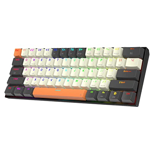 Redragon K644 SE 65 % kabellose RGB-Gaming-Tastatur mit 3 Modi, 61 Tasten, Hot-Swap-fähige, kompakte mechanische Tastatur mit Hot-Swap-PCB-Sockel und kreativem 1,2-mal größerem, rote linearem Schalter