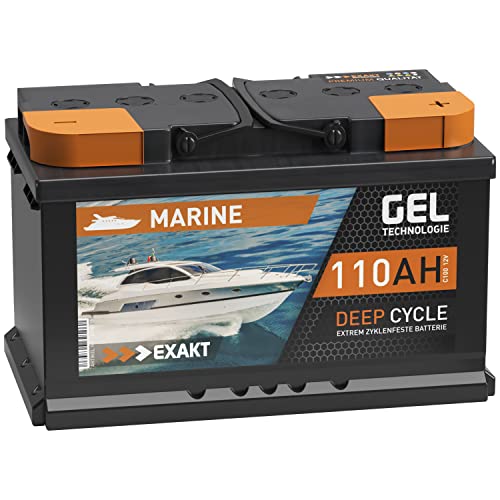 EXAKT GEL Batterie 12V 110Ah Bootsbatterie Marine Schiff Versorgung Solarbatterie Gelbatterie Gel Akku ersetzt 100Ah
