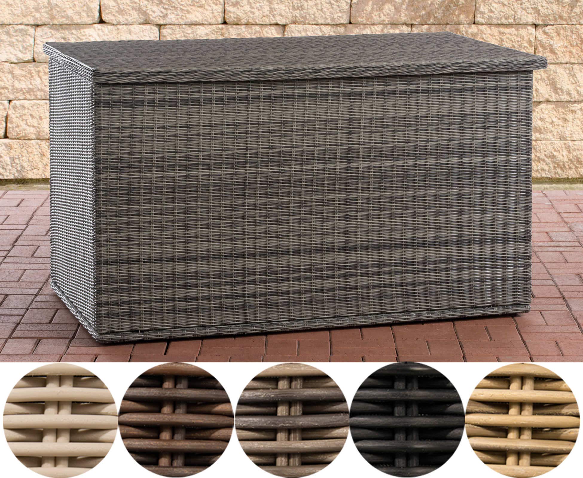 CLP Poly-Rattan Auflagenbox Comfy Ø 5 MM I 320 oder 785 Liter I Für Gartenpolster I Wasserdicht, Farbe:grau-meliert, Größe:125 cm