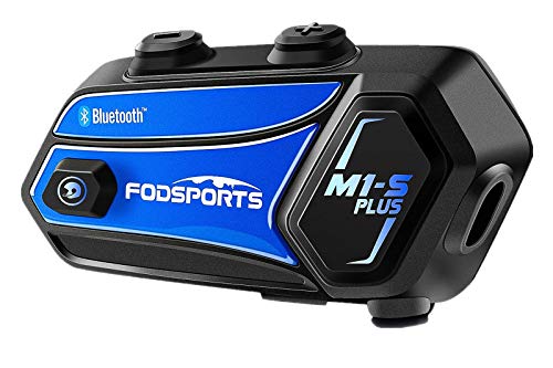 Fodsports M1-S Plus Intercom Motorrad Headset Mit Musikfreigabe, Mikrofonstummschaltung, CVC-Rauschunterdrückung, HiFi-Klangqualität, 900 mAh, FM, 8-Wege-Gegensprechanlage Bluetooth Motorrad Headset