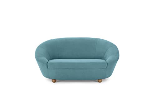 LOOKS by Wolfgang Joop Looks IV Designer Sofa, 2 Sitzer mit Kugelfüßen, 2er Couch, türkis, 178x114x82 cm