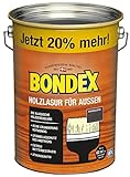 Bondex Holzlasur für Außen Dunkelgrau 4,8 L für 62 m² | Hoher Wetter- und UV-Schutz | Natürliches Abwittern - kein Abplatzen | seidenmatt | Holzschutzlasur | Holzlasur