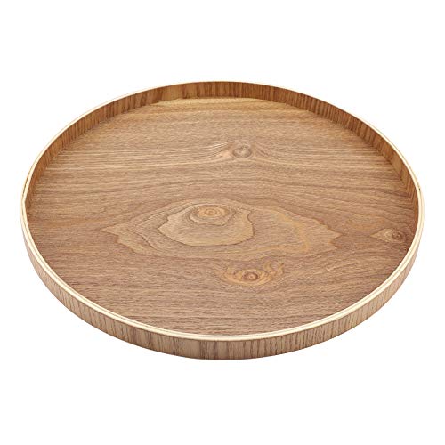 Rundes Holztablett, hochwertiges Holz Serviertablett Teller Umweltfreundliche Speisen für Teeservice Früchte Süßigkeiten Lebensmittel Wohnkultur(33cm)
