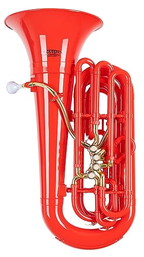 Classic Cantabile MardiBrass Kunststoff Bb-Tuba - Extrem leicht und sehr stabil - Material Korpus: ABS Kunststoff - Mundrohr und Maschine aus Messing - mit Leichtkoffer & Mundstück - Farbe: Rot