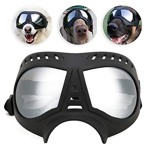 FAMKIT Haustier-Brille, Hundeschutz, wasserdicht, Sonnenbrille, weicher Rahmen, elastische, verstellbare Riemen für mittelgroße oder große Hunde