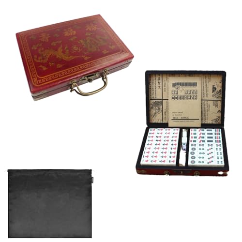 FEICHANGHAO Mini Mahjong Set Box Tragbares Traditionelles Mahjong Set Mit 144 Reise-Mahjong-Brettspiel Geeignet für Urlaubsreisen, Partys, Familie.